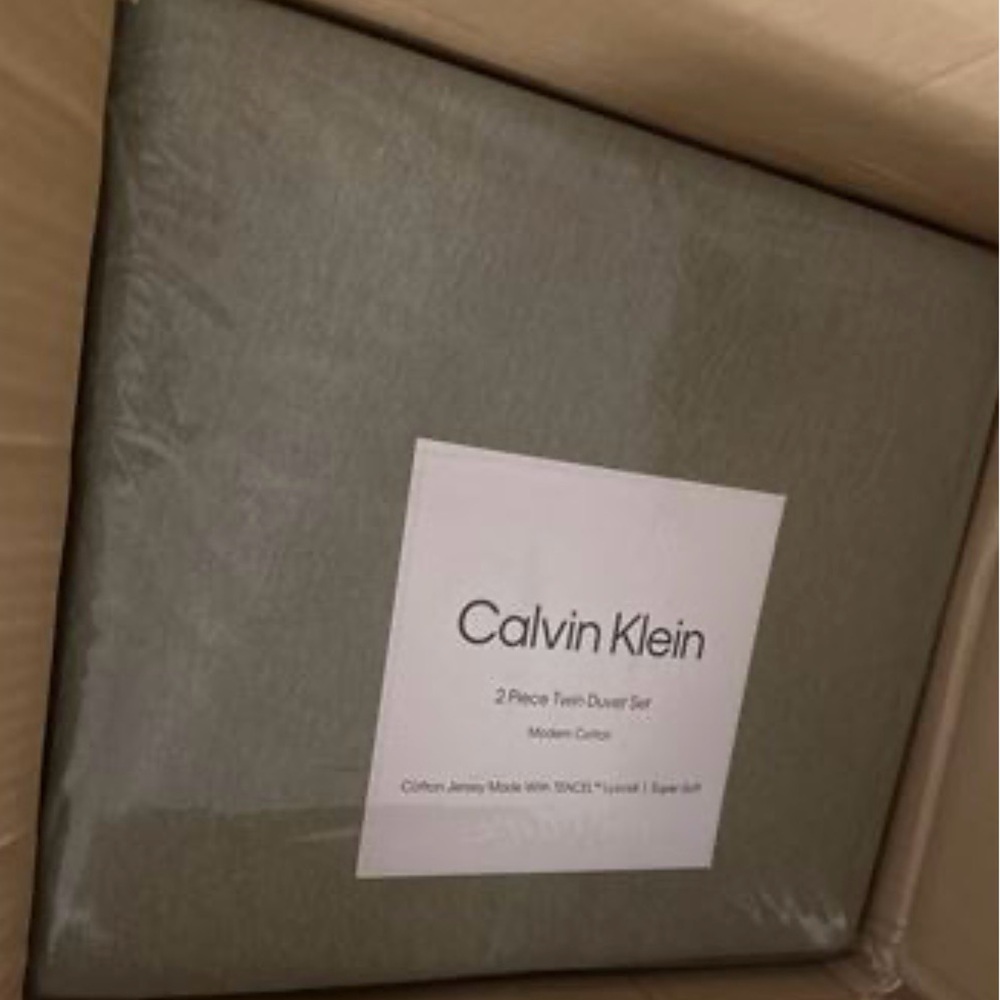 Calvin Klein Modern Cotton Melange Duvet Cover Set Twin Green - Picture 5 of 5